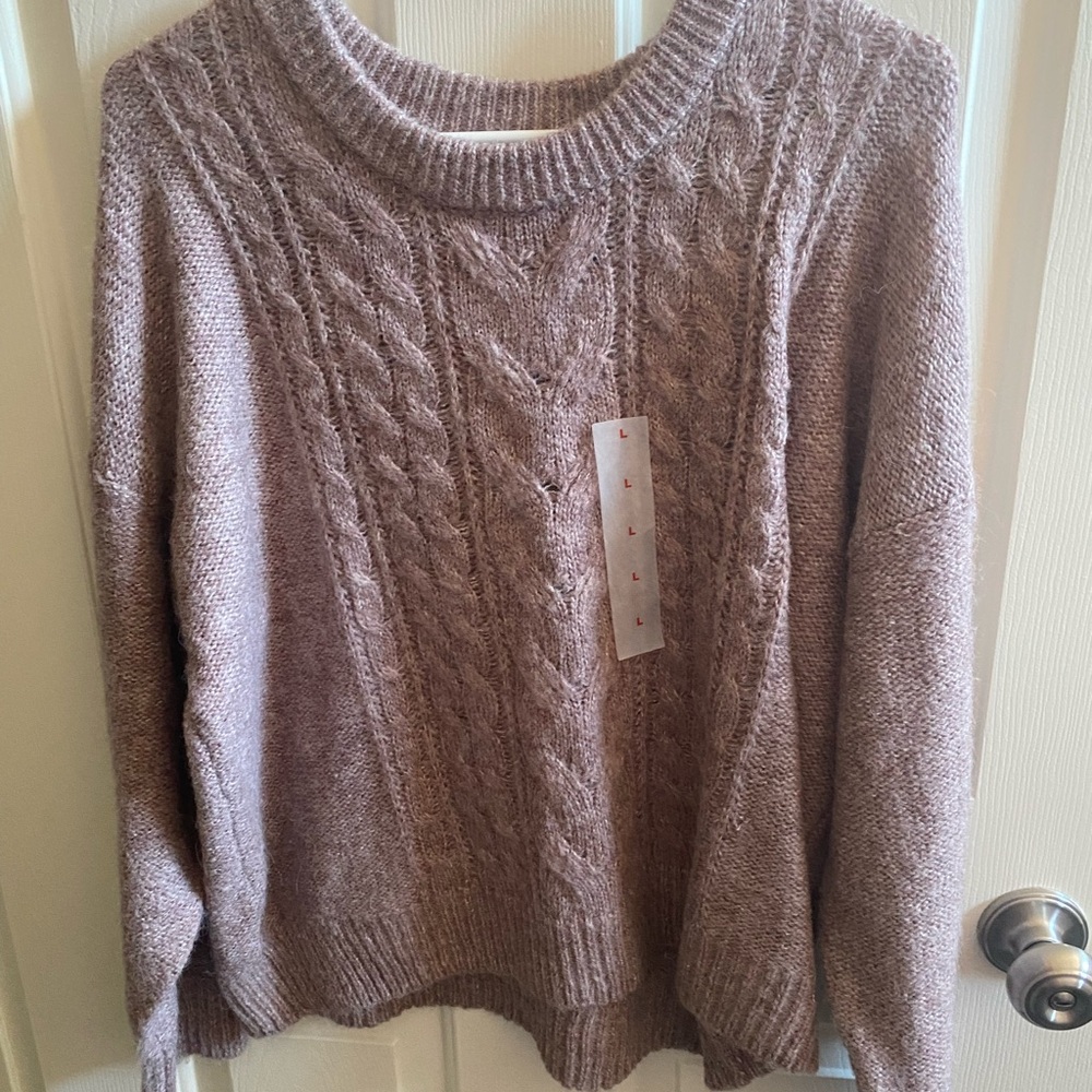 Cozy Cable Knit Sweater - Mauve